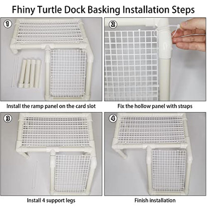 Fhiny Turtle Basking Platform, Tortoise Dock Plastic Resting Terrace Climbing Ramp Reptiles Habitat Terrarium Accessories Decor for Newts Lizard Gecko Hermit Crab - style: Basking Platform A