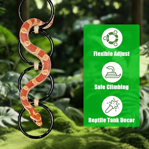 3PCS Snake Climbing Rings,Ball Python Tank Accessory Adjustable Playground Reptiletank Cage Decor Accessories for Bearded Dragon,Chameleon,Iguana,Gecko,Lizard