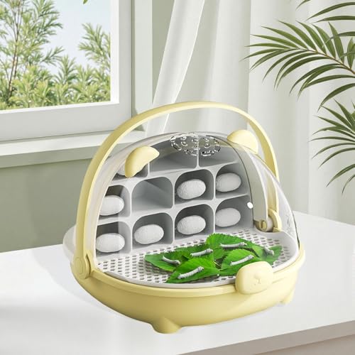 Gralara Silkworm Breeding Box Insect Feeding Box Habitat Cage Transparent Silkworm Hatching Container Small Animal Breeding Case, Yellow - color: yellow