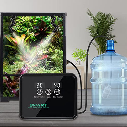 Reptile Mister Automatic Reptile Humidifiers Misting System Reptile Fogger Humidifiers Smart Timing Rainforest Sprayer, Timer Misting System for Reptiles Amphibians Breeding Plants Watering