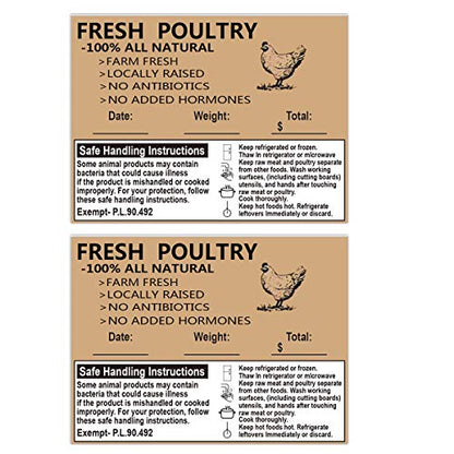 Remarkable Poultry Freezer Labels,2.5inchx4inch with Safe Handling Instructions Exemption-P.L. 90-492 (100Pcs )