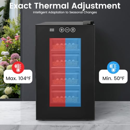 Reptile Egg Incubator Digital Temperature Control Incubator w/LED Display | 23L Large Capacity Reptile Incubator with Smart Thermostat System 50–104°F ±3°C Accuracy,Built-in Fan for Even Heating