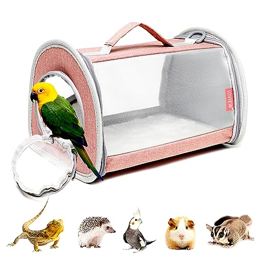 Guinea Pig Carrier Travel Small Animal Bag Lizard Bird Rabbit Cage Squirrel Breathable Bag Portable Hamster Pet Hangbag (Small, Pink) - color: pink, size: Small