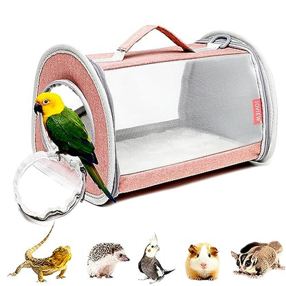 Guinea Pig Carrier Travel Small Animal Bag Lizard Bird Rabbit Cage Squirrel Breathable Bag Portable Hamster Pet Hangbag (Small, Pink) - color: pink, size: Small