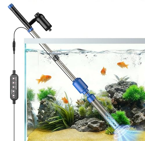 bedee Aquarium Vacuum Gravel Cleaner, 24W Electric Fish Tank Cleaner Vacuum, Automatic Water Change, Wash Sand, Water Circulation and Timed Off，Blue