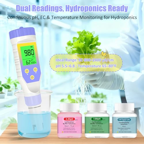 Pool Salt Tester, Digital Pool Water Tester & Pool pH Tester, 5 in 1 Digital Salinity Tester for Saltwater Aquarium Sodium Chloride Swimming Pools Hot Tubs Spas