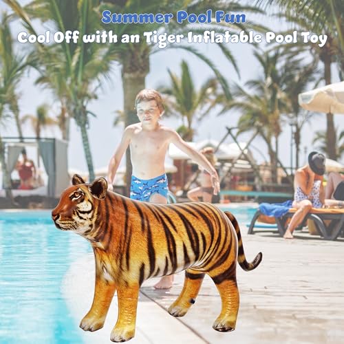 Jet Creations 40" Long Inflatable Tiger Toy, Orange-Yellow with Black Stripes, Realistic Jungle Animal Figure, Home Decor, Photo Prop, Thanksgiving Christmas Winter,Wildlife Safari Theme, 1 pc | Bold stripes, powerful stance and lifelike artwork capture t