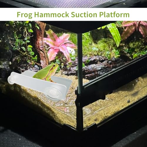 Axolotl Hammock Ledge for Aquarium and Feeding Dish with Suction Cup, 2-in-1 Axolotl Tank Accessories Set, Axolotls Transparent Acrylic Shelf Perch Hammock with Adhesive Pads, Aquarium Decor