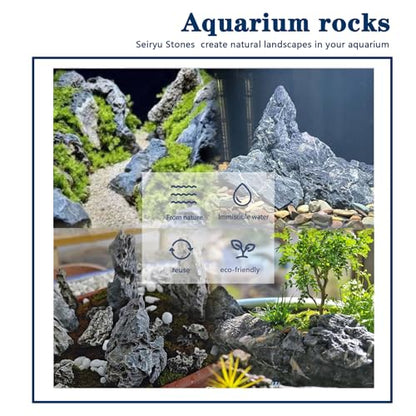 Aquarium Rocks Seiryu Stones Natural Hardscape Stone for Aquariums, Fish Tanks, Bonsai, Terrariums, Wargaming Dioramas, Indoor or Outdoor Gardens-5lb(2-6 Inch) - size: 5Lb (2-6 inch)