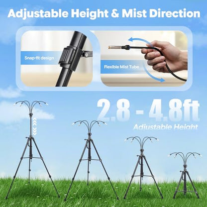 Portable Standing Misting System, 4.8FT Adjustable Tripod Base | 12,000mAh Pump, 20L Bucket, 4 Misting Nozzles, Stand Mister For Backyard, Pool, Beach, Camping, Picnic, RV - size: with Adjustable Stand
