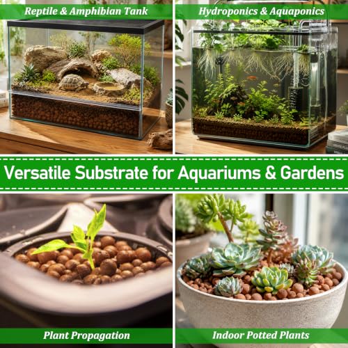 Riare 2LBS Expanded Clay Balls Terrarium Substrate for Reptiles - 100% Organic Lightweight Clay Pebbles Substrate Frogs False Bottom Substrate, Bioactive Terrarium Substrate for Drainage and Moisture - color: 2LB