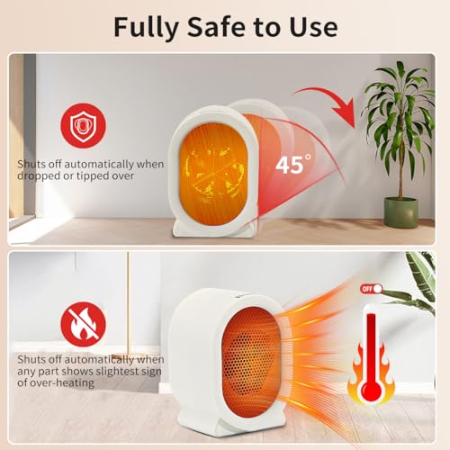 Portable Space Heater for Indoor Use, 400W Small Desk Heater for Office | mini heater,small space heater,portable heater for camping,desk heater for office quiet small