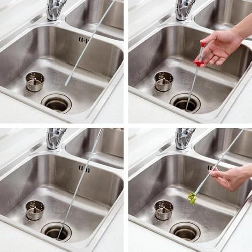 Sewer Cleaning Hook & No Need for Chemicals,Portrayi Sewer Cleaning Hook,Sewer Cleaning Hook Drain Clog Remover,Toilet Snake Clog Remover,Flexible Grabber Claw Long Drain Snake (23.6in) - color: 23.6in