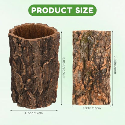 Natural Cork Bark for Reptiles - 3Pcs Reptile Hide & Terrarium Decor Set - Wood Log Rounds & Flats for Leopard Gecko, Bearded Dragon, Snake & Crested Gecko Habitat - Climbing Surface