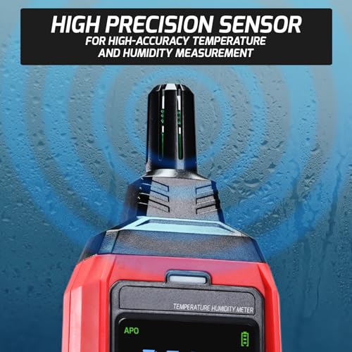 Humidity and Temperature Meter Data Logger Digital Psychrometer HVAC, Wet Bulb Thermometer Record 4000pcs Data and Export, Large LCD Humidity Tester Dew Point Meter with Indicator and Buzzer Alarm