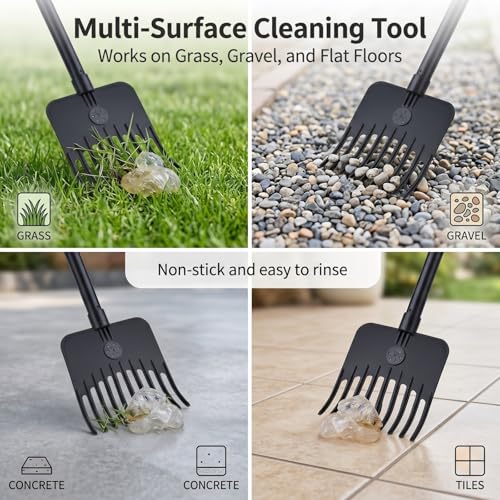 46-Inch Dog Pooper Scooper, Swivel Bin & Rake Set with Extended Handle, Odor-Sealing Lid, Bag Holder + 35 Free Waste Bags, for Large Small Dogs, Yard & Outdoor Use
