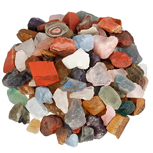 SUNYIK 1LB Natural Raw Mixed Stones Rock for Tumbling Cabbing | Irregular Healing Crystal Rock Stones for Aquarium, Terrarium Fish Tank, Fountain Rocks, Jewelry Making, Rock Collections - color: Mixed Stone(0.4"-1")