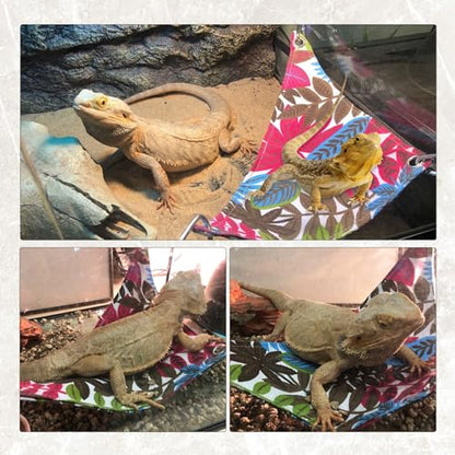 Reptile Climbing Bridge, Bamboo Lizard Ladder Bridge Bearded Dragon Hammock Lizard Lounger Hanging Terrarium Vines Decor Reptiles Habitat Tank Accessories for Gecko Chameleon(4PCS) - style: L【15.6 x 6.1 In】
