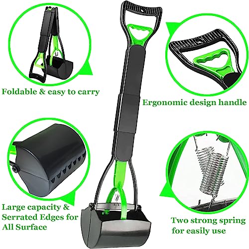 32" Pooper Scooper for Large Small Dogs Heavy Duty, Long Handle Poop Scoop for Yard, Grass, Gravel, Dog Poop Grabber with High Strength Material and Durable Spring - size: 1 Piece(32-inch length)Green
