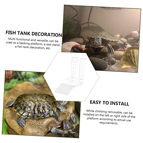 GALPADA 1set Acrylic Turtle Basking Platform Climbing Ledge for Aquatic Turtles Frogs and Lizards Removable Design for Easy Installation Fish Tanks and Tortoise Habitats - size: 15.5X15X9CM