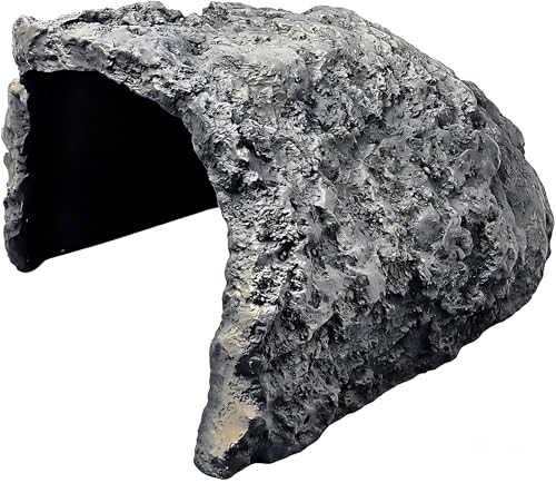 Rock Cave Habitat Hidden for Reptile and Amphibians.Terrarium & Aquarium Decor, Reptile hideout Hide Cave, Perfect for Bearded Dragons,Lizards,Snakes,Turtles,Geckos,Tortoises,Small Animals -Large Size - size: XXL
