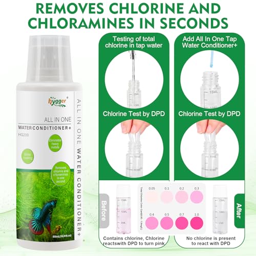 hygger Aquarium Water Conditioner for Freshwater, Neutralizes Chlorine, Chloramines, Heavy Metals, Safe for Fish and Plants, 1000 ML - size: 1000ML