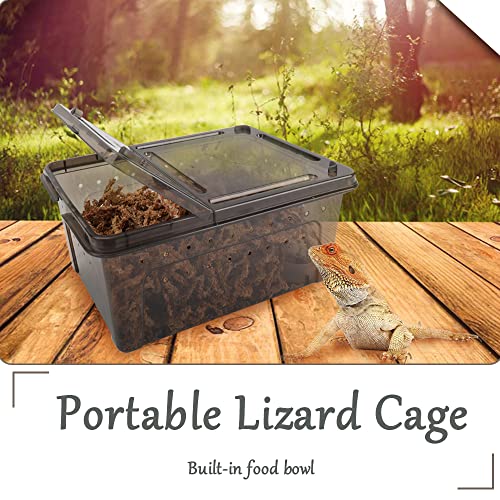 Hamiledyi 2PCS Reptile Feeding Box Snake Breeding Box Transparent Animal Habitat Cage Portable Plastic Turtle Transport Container for Bearded Dragon Lizard Spider Frog Scorpion Gecko 12.6 x 8.6 x 5.9