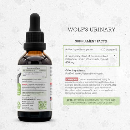 Wolf's Urinary | Natural Herbal Dietary Supplement for Dogs | Healthy Urinary System Support in Dogs | Alcohol-Free Extract, Dandelion Root, Calendula, Linden, Chamomile, Fennel 2 oz - style: Urinary