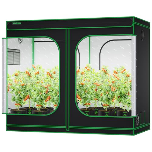VIVOSUN S848 4x8 Grow Tent 96"x48"x80" High Reflective Mylar Tent | Easy View Observation Window & Floor Tray, 100% Reflective Mylar Interior, Sturdy Metal Frame for Hydroponic Setup - size: 96"x48"x80"