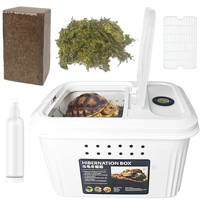 Winter Tortoise Habitat Kit,Turtle Tank Accessories,Turtle Tank Accessories,Snake Hide,Small Animals Hide with Hygrometer Thermometer,Apply to Frogs,Snakes,Lizards,Tortoise.