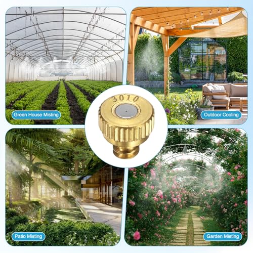 M METERXITY 10-Pack Brass Misting Nozzles, 0.012inch/0.3mm Orifice Heavy Duty 10/24 UNC Screw Thread Misting Nozzle Plug for Outdoor Spray Cooling System/Patio Mist System/Dust Control - size: 0.012inch/0.3mm
