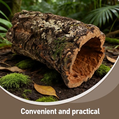 Reptile Hide Log: Gecko Hide Cave Hiding Place - Aquarium Cave Hideaway Ornament - Hollow Tree Trunk Ornament Tortoise House 7-8cm in Diameter - size: 15.00X7.00X7.00CM