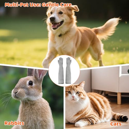 Cat Gloves Bite Proof, Grooming Gloves for Cats with Aramid Fiber Protection, 16 Inch Arm Coverage for Handling and Veterinary Use, Flexible Finger Design for Precise Control