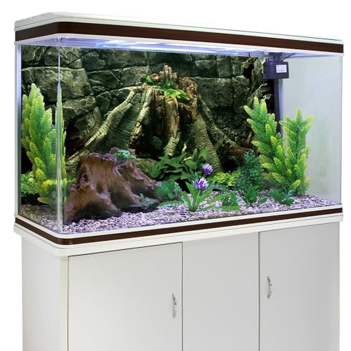 72x24 in Stone Wall Aquarium Backdrop Giant Tree Root Fish Tank Background | AWERT Aquatic Plant River Bed & Lake Aquarium Background Vinyl - size: 72x24in/180x60cm