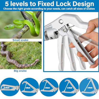 Snake Grabber Tool, 69" Snake Tongs Long Handle for Rattlesnake Reptile Tongs Heavy Duty Long Catcher Reach Grabber Stainless Steel Materials Sponge Handle Wide Jaw (69 inches)