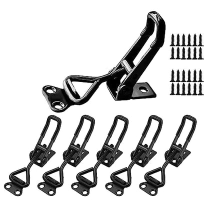 E-TING 6Pack Toggle Clamp Latch 100KG 220LBS Holding Capacity | Black Adjustable 4001 Pull Latch Clamps Quick Release Hasp Clamps for Smoker Cabinet Boxes Case Trunk Jig - style: 4001（6pack）