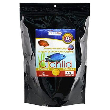 Northfin Cichlid Fish Food, Slow-Sinking Pellets, 2mm, 1kg | Cichlid Formula; slow-sinking pellets for carnivorous & omnivorous cichlids; whole Antarctic krill meal; crafted in Canada - size: Net Wt: 1kg, style: 2mm