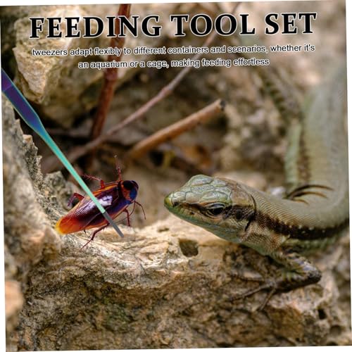 Abaodam 2pcs Stainless Steel Pet Feeding Tongs for Geckos Reptiles Aquarium Tweezers Clamp for Fish Easy Handling Pet Feeding Tools