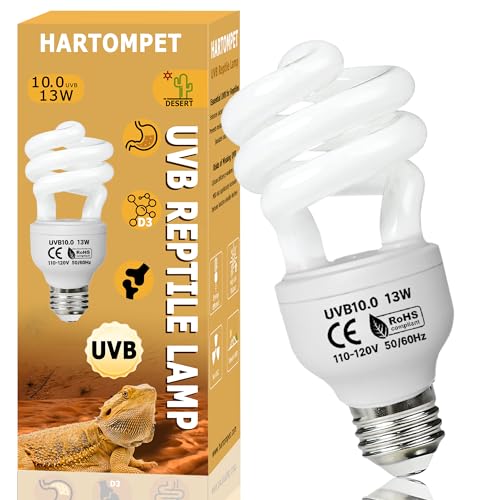 UVB 5.0 13W Desert Reptile Light, Compact Coil UVB Bulb Lamp | Simulates Natural Sunlight, Delivers Strong UVB Rays for Desert Species Like Snakes, Geckos, Lizards & Terrarium Tanks