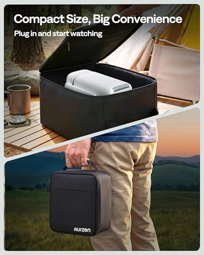 Aurzen EAZZE D1 air Smart Portable Projector, USB-C Powered, Native 1080P | Built-in Apps, HDR10, WiFi & Bluetooth, Auto Focus & Keystone, Power Bank Supported, DoIby Audio Outdoor Movie Projector