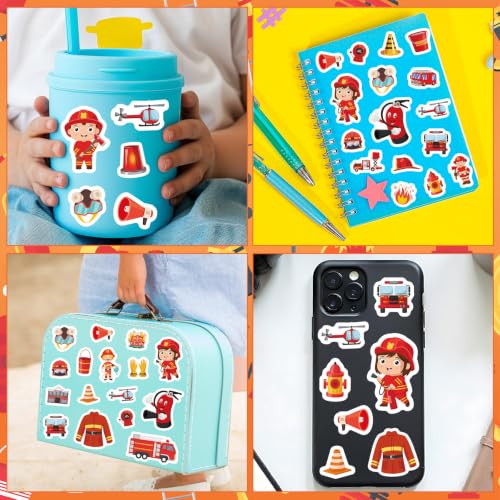 312Pcs Firefighter Stickers, Self Adhesive Firefighting Theme Sticker Fireman Stickers for Scrapbooks Envelopes Cards Gifts Crafts Party Favors Class Rewards - style: Firefighting