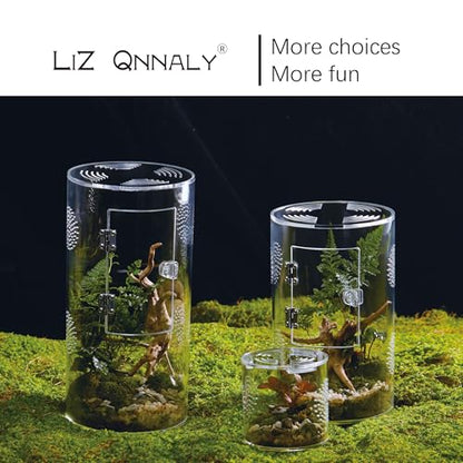 Acrylic Terrarium for Reptiles & Spiders – Small/Medium/Large Leak-Proof Enclosure (Horizontal/Vertical) | Ideal for Tarantulas, Jumping Spiders, Frogs & Geckos(Large, Round) - size: Large