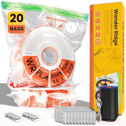 20 PCS 3D Printer Filament Storage Bags Vacuum Storage Bags Kit 3D Printer Accessories with 20 Storage Bags (13x15 inches), 20 Desiccants, Auto Pump, 2 Sealing Clips, Dust Proof, Humidity Resistant - style: 20 Bags Kit