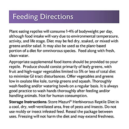 Mazuri® Herbivorous Reptile Diet | Food for Plant-Eating Herbivorous Lizards, Green Iguanas, Uromastyx Lizards | 8 Ounce (8 OZ) Bag