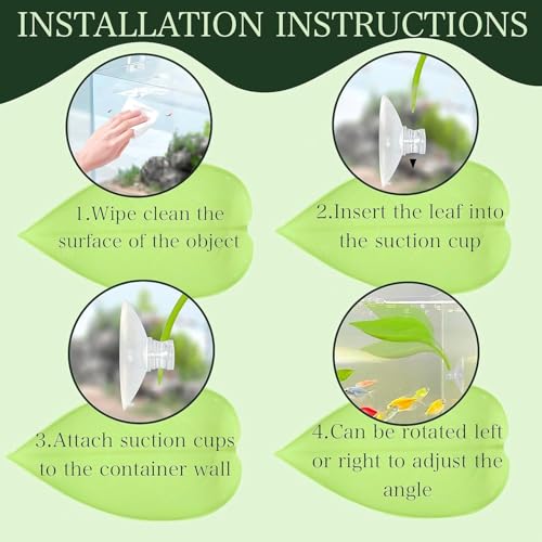 9-Pack Plastic Leaf Decor Decorations with Suction Cups, Reptile Basking Platform for Terrarium Frog Tank, Habitat Climbing Resting Area for Tree Frogs, African Dwarf Frogs, Toads, Turtles and Lizards
