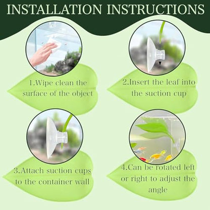 9-Pack Plastic Leaf Decor Decorations with Suction Cups, Reptile Basking Platform for Terrarium Frog Tank, Habitat Climbing Resting Area for Tree Frogs, African Dwarf Frogs, Toads, Turtles and Lizards