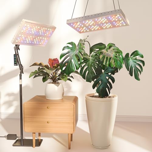 MetryGrow Plant Grow Light, [Smart APP & Expansive 2x2 Ft Coverage] Genuine 60W Output LED Full Spectrum for Indoor Plants, 8-Level Brightness, Supports Hanging & Standing, 270° Folding, 360° Rotation - size: 60W(Stand&Hanging)