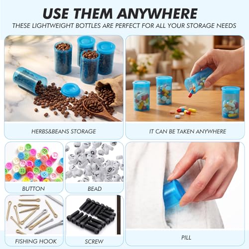 Jovitec 100 Pcs Plastic Film Canister Holder 35 mm Empty Camera Reel Containers Storage Containers Case with Lids for Small Accessories Fish Hook Film Beads(Blue) - color: Blue