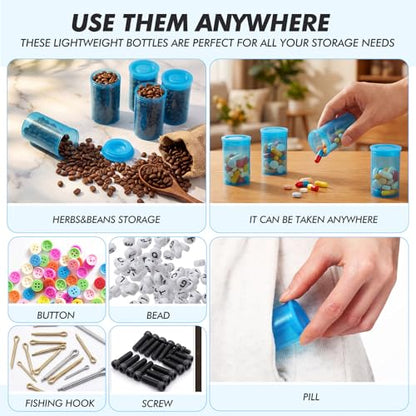 Jovitec 100 Pcs Plastic Film Canister Holder 35 mm Empty Camera Reel Containers Storage Containers Case with Lids for Small Accessories Fish Hook Film Beads(Blue) - color: Blue
