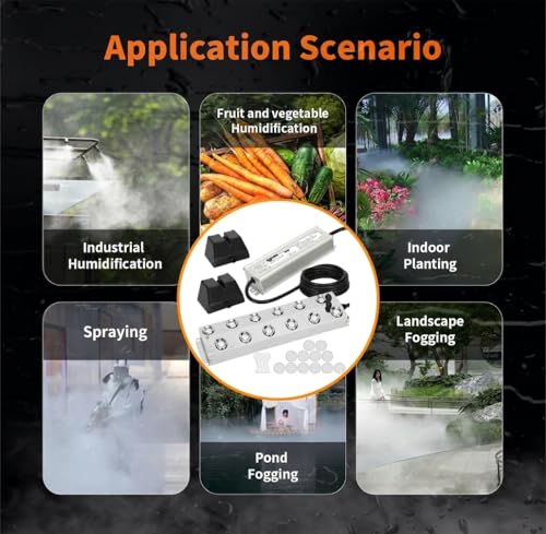 Ultrasonic Fogger Mist Maker 12 Heads, 9000ml/H 110V 400W Waterproof Ultrasonic Mister with Float, Pond Mister, Humidifier for Halloween, Vegetable Preservation, Greenhouse, Landscape